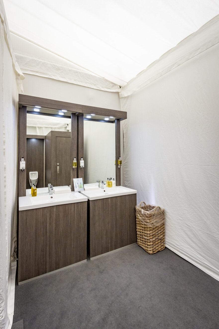 Temporary bathroom facilities at Burghley Horse Trials, supplied by GL events UK