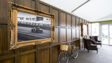 Hard wall wood panelling in a temporary event structure. Supplied by GL events UK