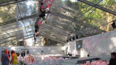 Clearview roof on temporary event structure, supplied by GL events UK