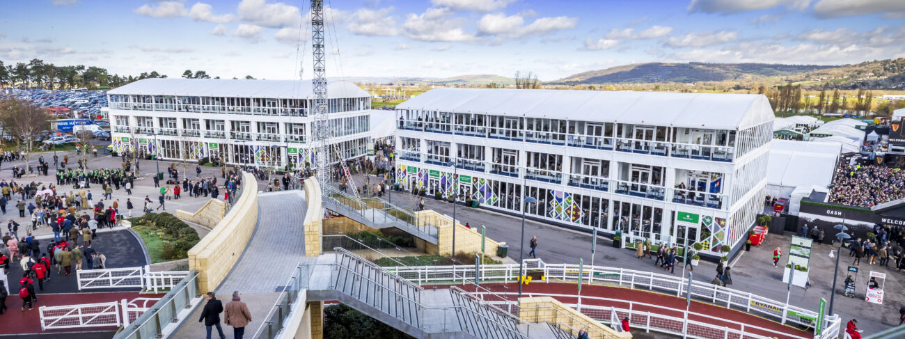 Triple deck temporary structures at Cheltenham Festival, supplied by GL events UK